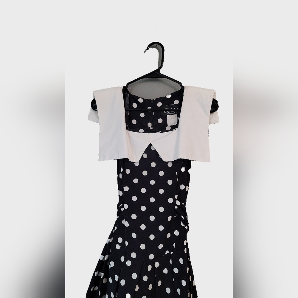 Vintage 90 DBA LA Black and White‎ Polka Dot Jumpsuitshort Dress